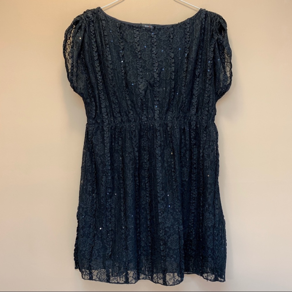Style & Co Lace Sequin Black Dress Size XL